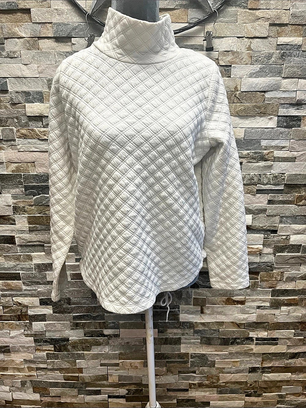 J.Crew Quilted Turtleneck Pullover White